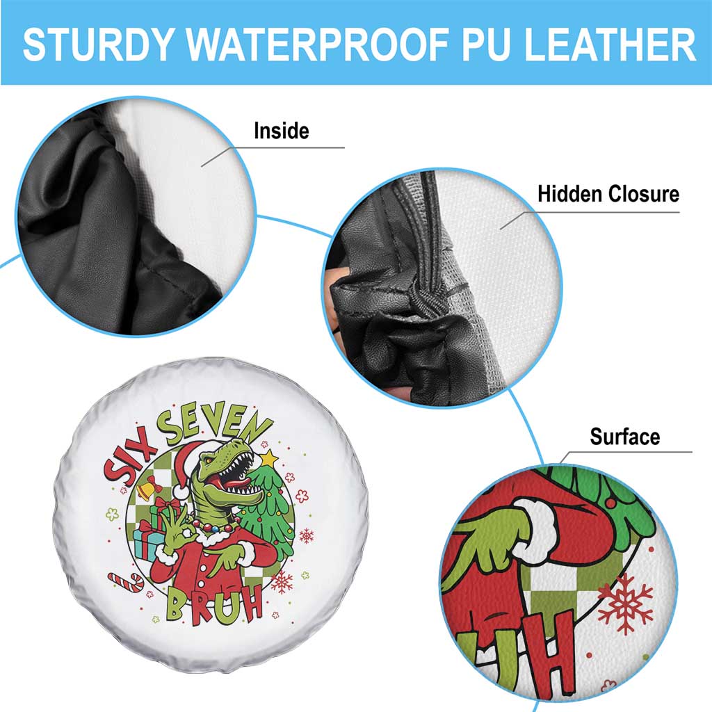 Funny Christmas Dinosaur Lover Gift Spare Tire Cover Trending Six Seven Bruh - Wonder Print Shop