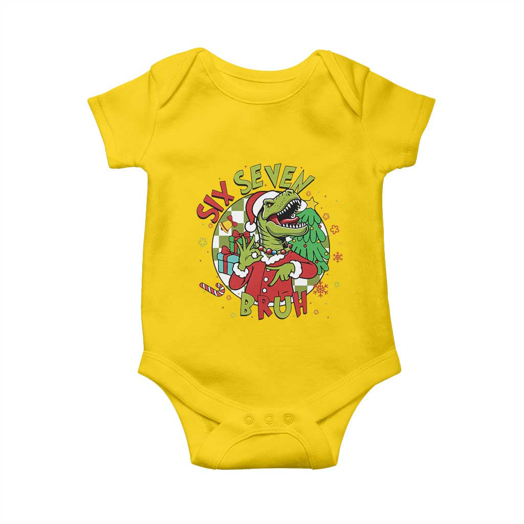 Funny Christmas Dinosaur Lover Gift Baby Onesie Trending Six Seven Bruh - Wonder Print Shop