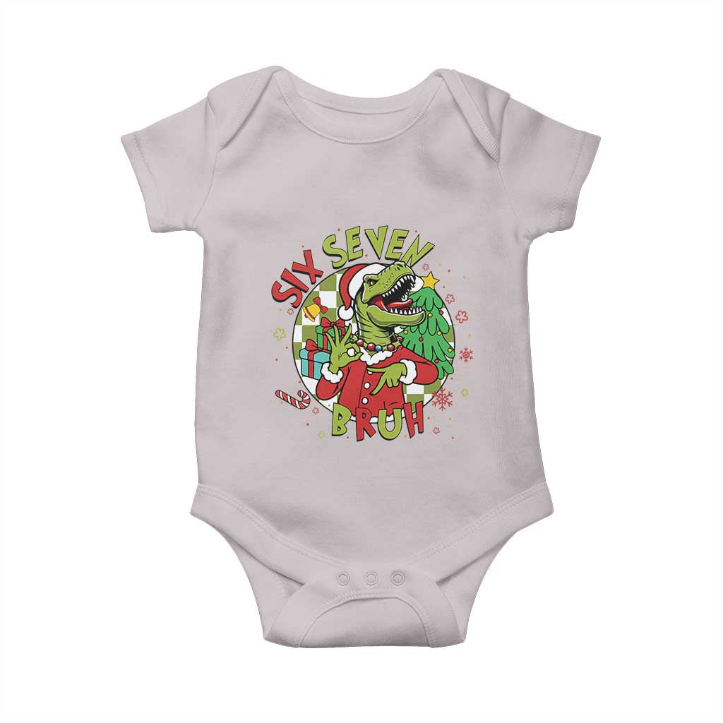 Funny Christmas Dinosaur Lover Gift Baby Onesie Trending Six Seven Bruh - Wonder Print Shop