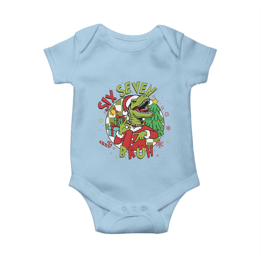Funny Christmas Dinosaur Lover Gift Baby Onesie Trending Six Seven Bruh - Wonder Print Shop