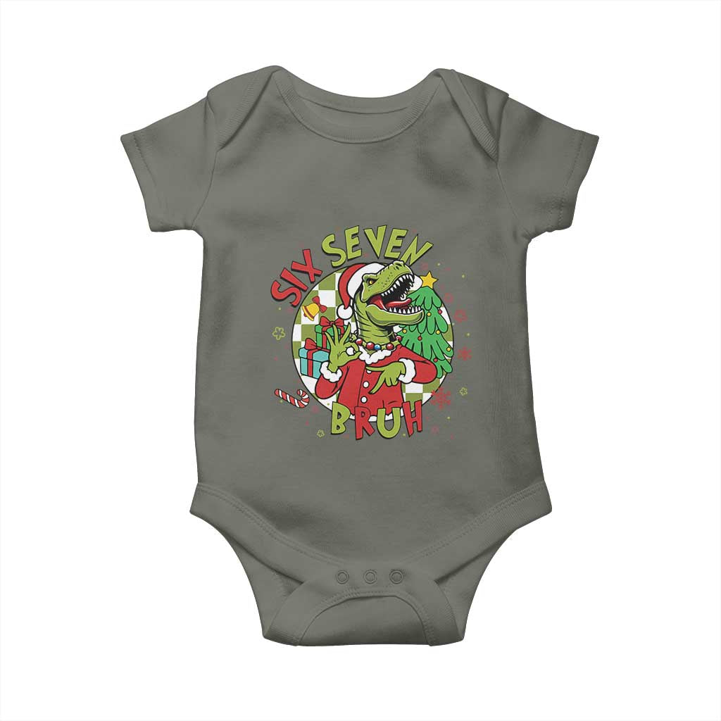 Funny Christmas Dinosaur Lover Gift Baby Onesie Trending Six Seven Bruh - Wonder Print Shop