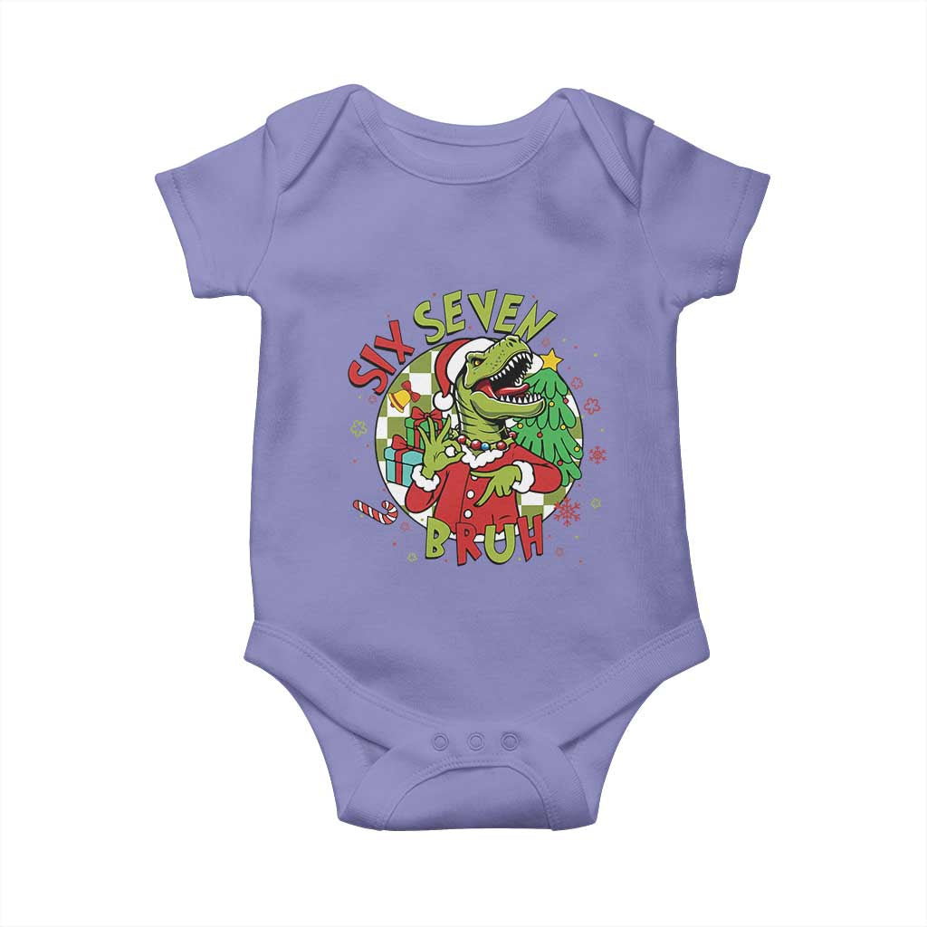 Funny Christmas Dinosaur Lover Gift Baby Onesie Trending Six Seven Bruh - Wonder Print Shop