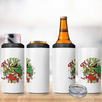 Funny Christmas Dinosaur Lover Gift 4 in 1 Can Cooler Tumbler Trending Six Seven Bruh - Wonder Print Shop