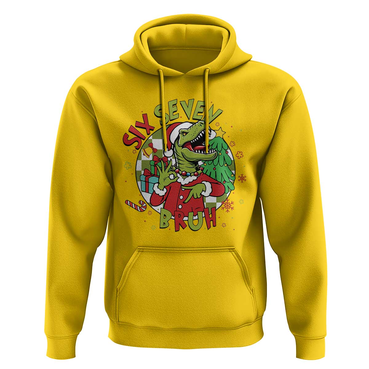 Funny Christmas Dinosaur Lover Gift Hoodie Trending Six Seven Bruh - Wonder Print Shop