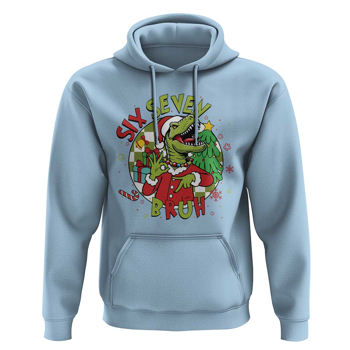 Funny Christmas Dinosaur Lover Gift Hoodie Trending Six Seven Bruh - Wonder Print Shop