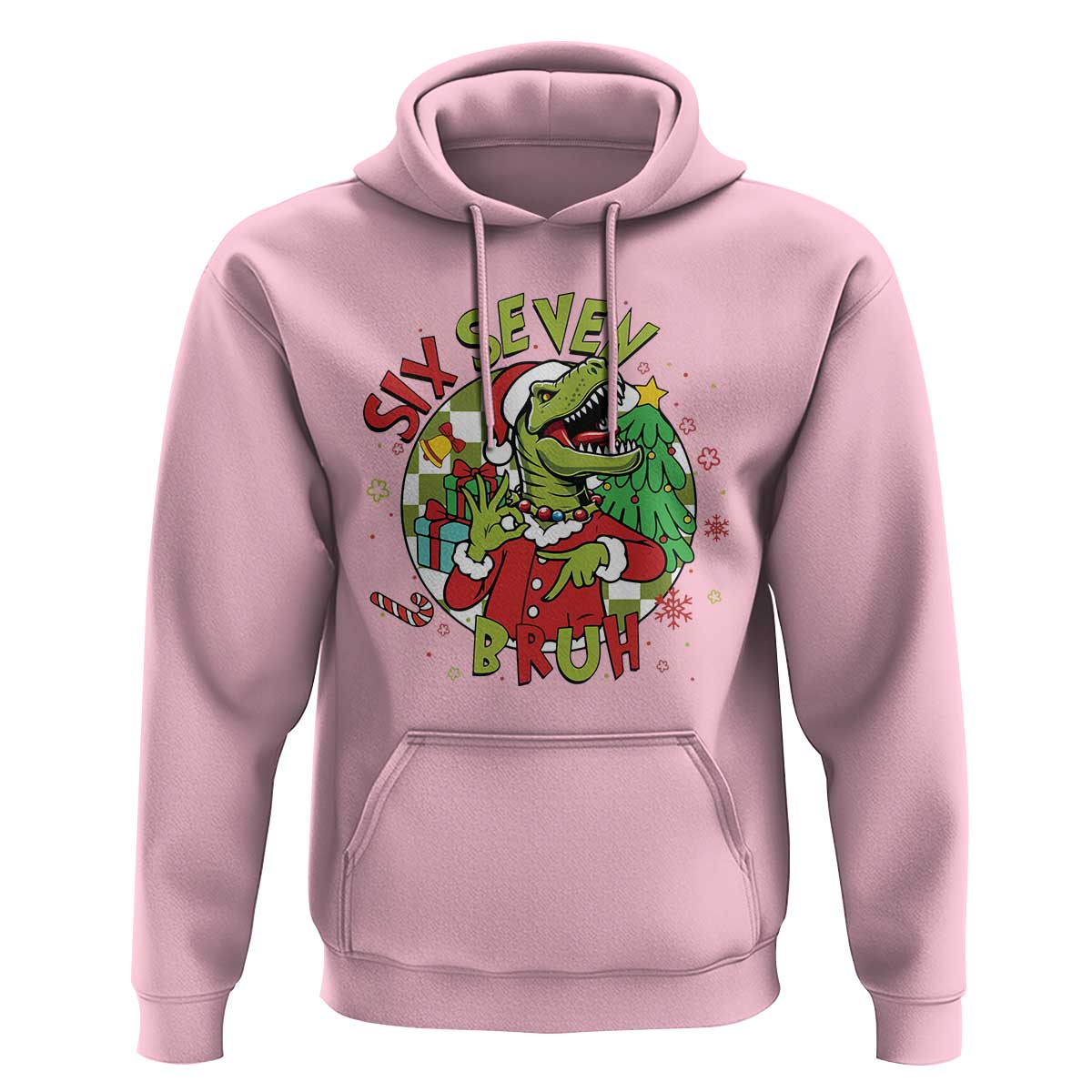 Funny Christmas Dinosaur Lover Gift Hoodie Trending Six Seven Bruh - Wonder Print Shop