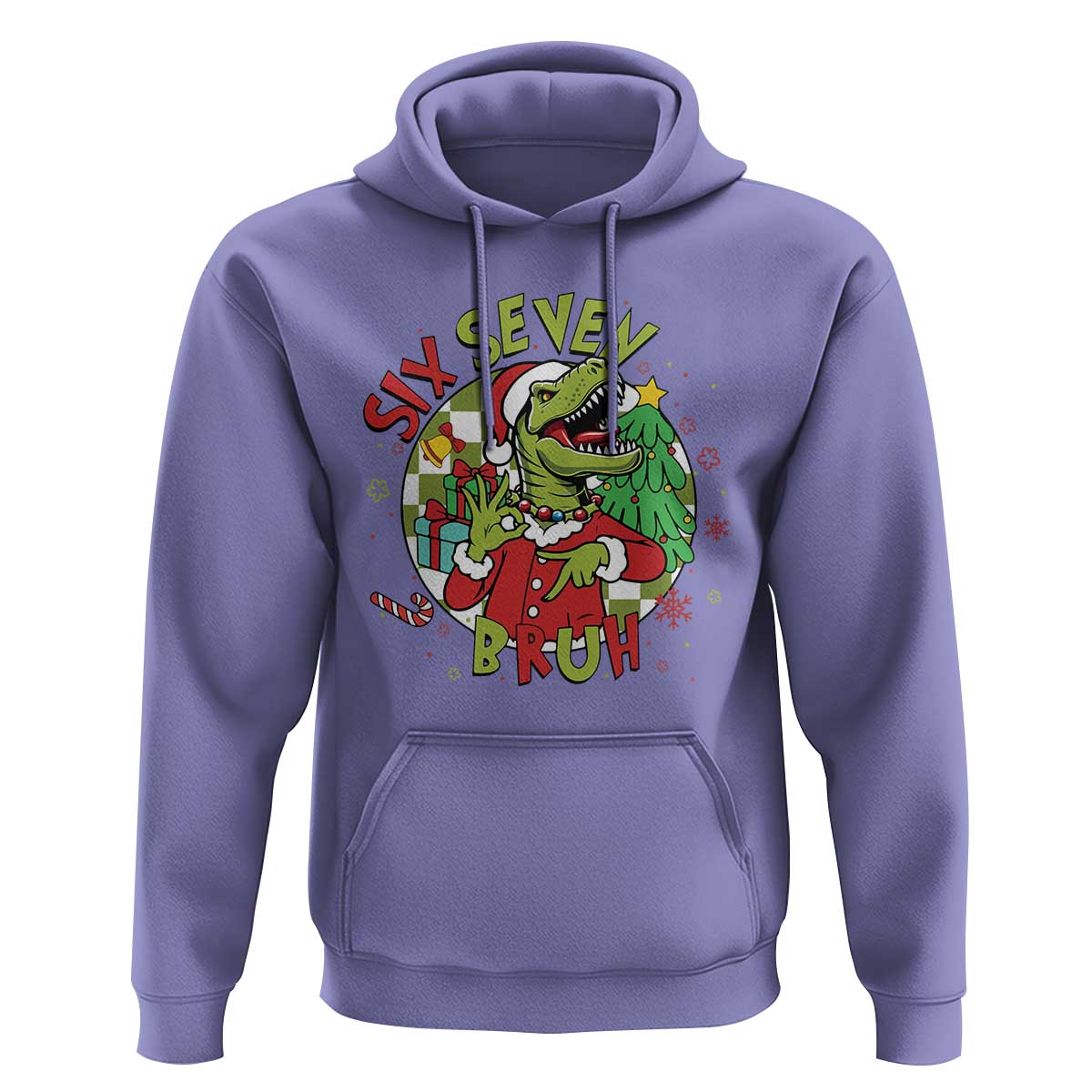 Funny Christmas Dinosaur Lover Gift Hoodie Trending Six Seven Bruh - Wonder Print Shop
