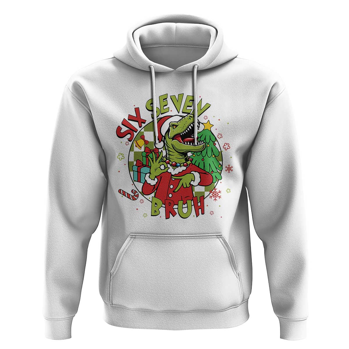 Funny Christmas Dinosaur Lover Gift Hoodie Trending Six Seven Bruh - Wonder Print Shop