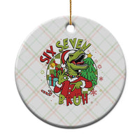 Funny Christmas Dinosaur Lover Gift Ceramic Ornament Trending Six Seven Bruh - Wonder Print Shop