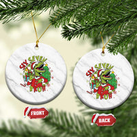 Funny Christmas Dinosaur Lover Gift Ceramic Ornament Trending Six Seven Bruh - Wonder Print Shop