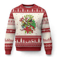 Funny Xmas Dinosaur Lover Gift Ugly Christmas Sweater Trending Six Seven Bruh - Wonder Print Shop