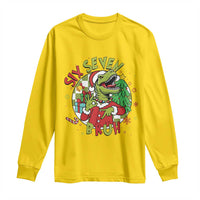 Funny Christmas Dinosaur Lover Gift Long Sleeve Shirt Trending Six Seven Bruh - Wonder Print Shop