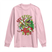 Funny Christmas Dinosaur Lover Gift Long Sleeve Shirt Trending Six Seven Bruh - Wonder Print Shop