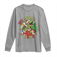 Funny Christmas Dinosaur Lover Gift Long Sleeve Shirt Trending Six Seven Bruh - Wonder Print Shop