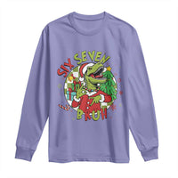 Funny Christmas Dinosaur Lover Gift Long Sleeve Shirt Trending Six Seven Bruh - Wonder Print Shop