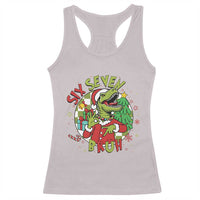 Funny Christmas Dinosaur Lover Gift Racerback Tank Top Trending Six Seven Bruh - Wonder Print Shop