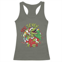 Funny Christmas Dinosaur Lover Gift Racerback Tank Top Trending Six Seven Bruh - Wonder Print Shop