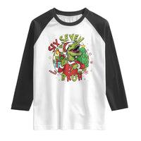 Funny Christmas Dinosaur Lover Gift Raglan Shirt Trending Six Seven Bruh - Wonder Print Shop