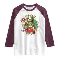 Funny Christmas Dinosaur Lover Gift Raglan Shirt Trending Six Seven Bruh - Wonder Print Shop
