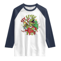 Funny Christmas Dinosaur Lover Gift Raglan Shirt Trending Six Seven Bruh - Wonder Print Shop