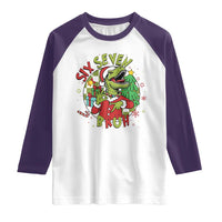 Funny Christmas Dinosaur Lover Gift Raglan Shirt Trending Six Seven Bruh - Wonder Print Shop