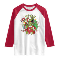 Funny Christmas Dinosaur Lover Gift Raglan Shirt Trending Six Seven Bruh - Wonder Print Shop