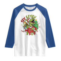 Funny Christmas Dinosaur Lover Gift Raglan Shirt Trending Six Seven Bruh - Wonder Print Shop