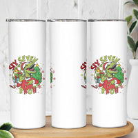 Funny Christmas Dinosaur Lover Gift Skinny Tumbler Trending Six Seven Bruh - Wonder Print Shop