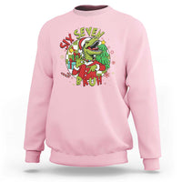 Funny Christmas Dinosaur Lover Gift Sweatshirt Trending Six Seven Bruh - Wonder Print Shop