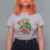 Funny Christmas Dinosaur Lover Gift T Shirt For Women Trending Six Seven Bruh - Wonder Print Shop