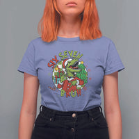 Funny Christmas Dinosaur Lover Gift T Shirt For Women Trending Six Seven Bruh - Wonder Print Shop