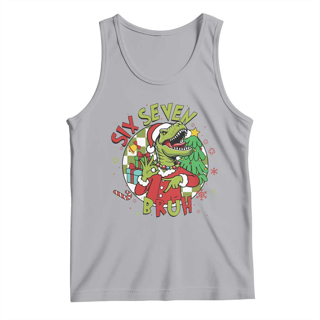 Funny Christmas Dinosaur Lover Gift Tank Top Trending Six Seven Bruh - Wonder Print Shop