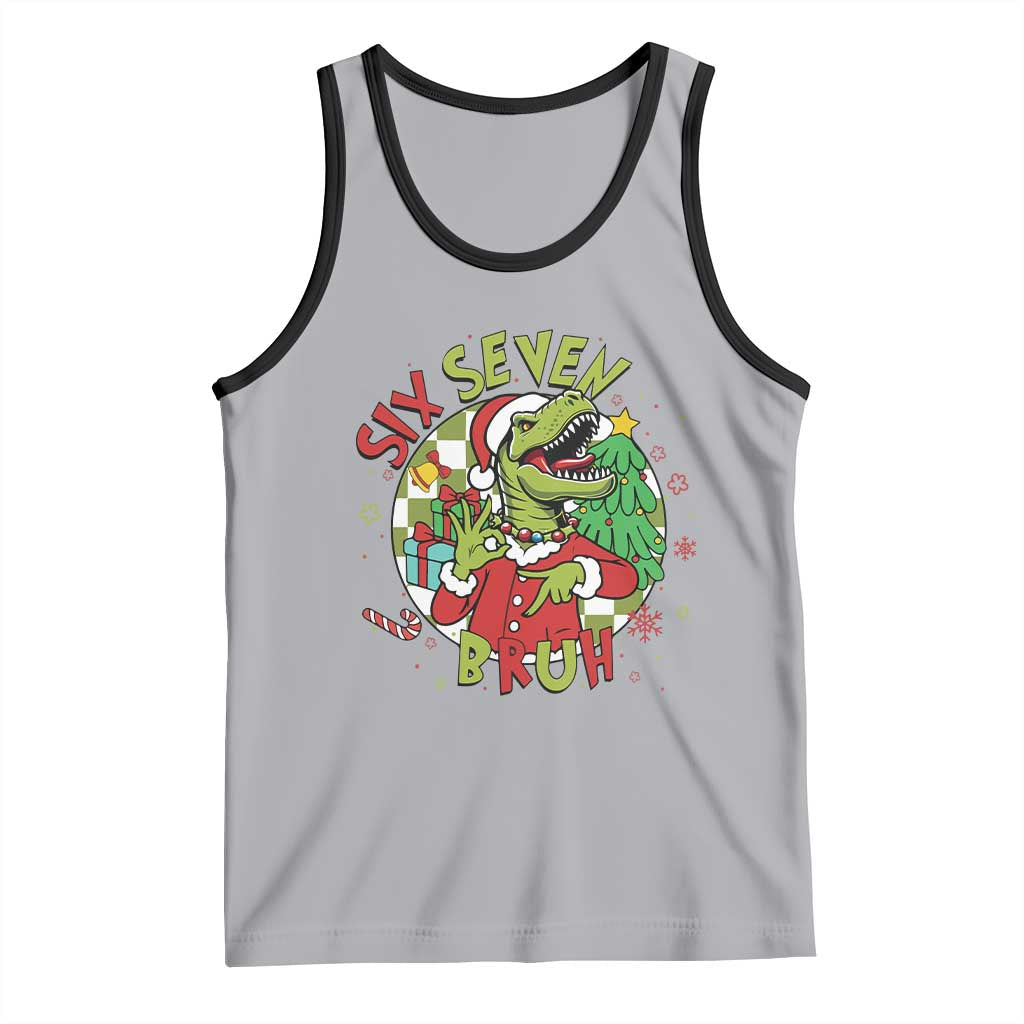 Funny Christmas Dinosaur Lover Gift Tank Top Trending Six Seven Bruh - Wonder Print Shop