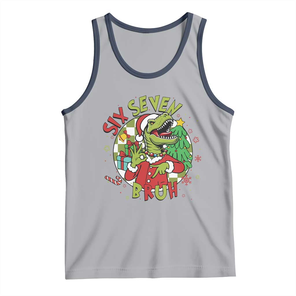Funny Christmas Dinosaur Lover Gift Tank Top Trending Six Seven Bruh - Wonder Print Shop