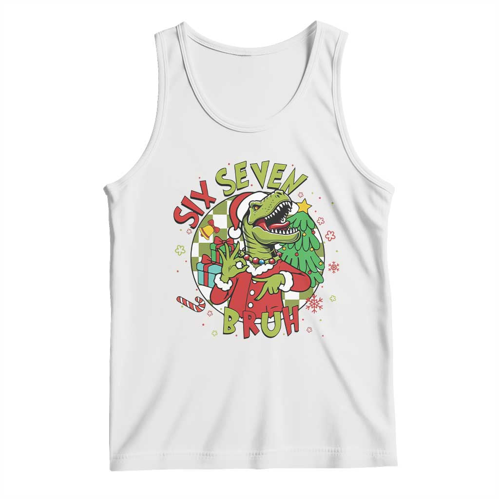 Funny Christmas Dinosaur Lover Gift Tank Top Trending Six Seven Bruh - Wonder Print Shop