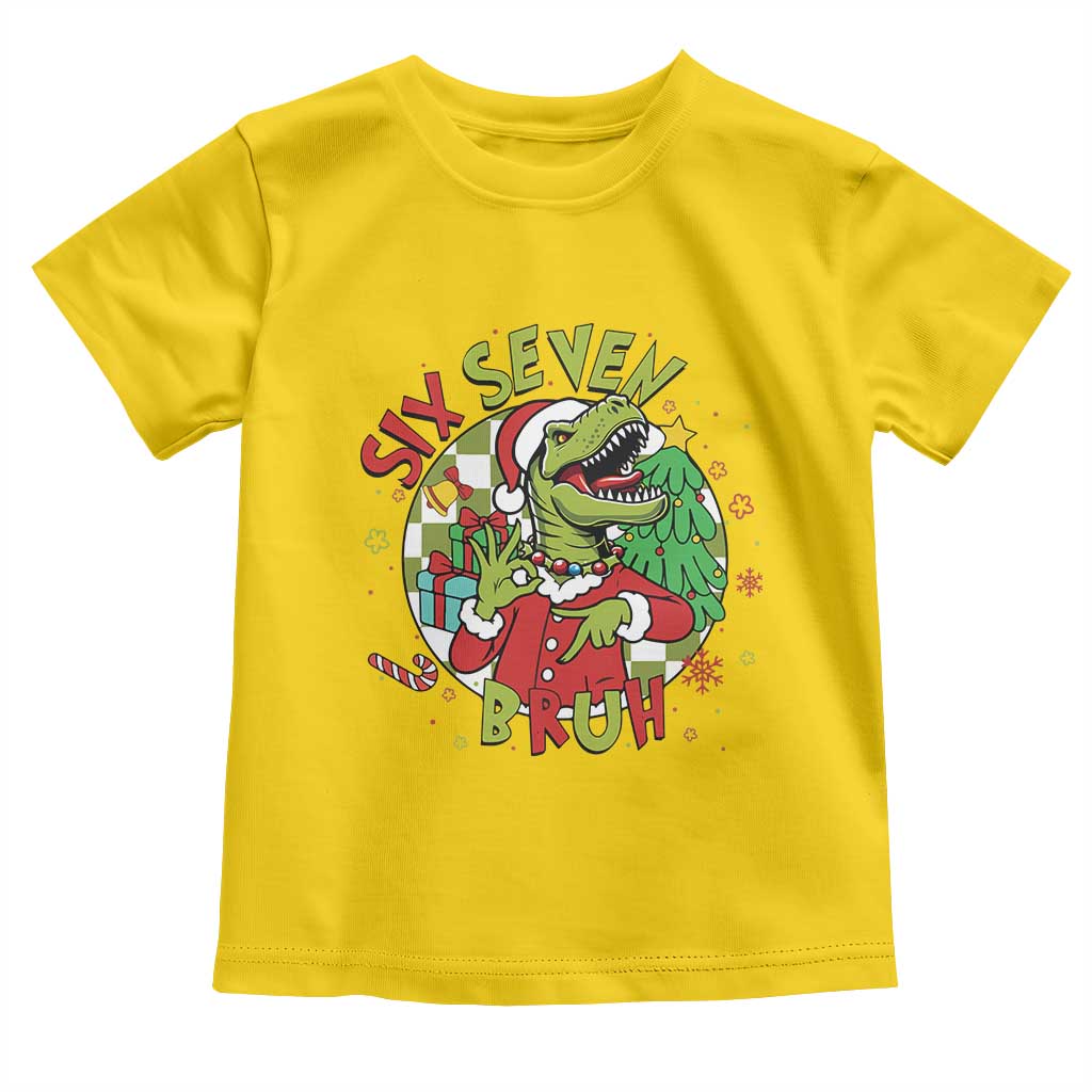 Funny Christmas Dinosaur Lover Gift Toddler T Shirt Trending Six Seven Bruh - Wonder Print Shop