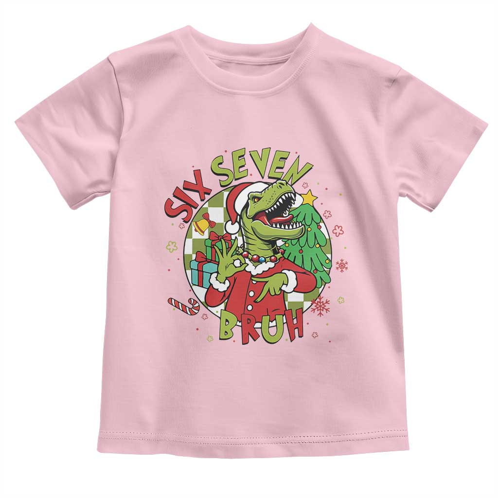 Funny Christmas Dinosaur Lover Gift Toddler T Shirt Trending Six Seven Bruh - Wonder Print Shop