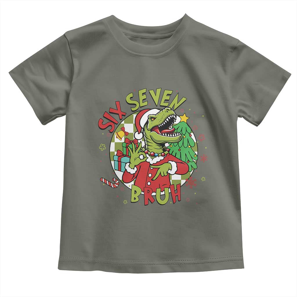 Funny Christmas Dinosaur Lover Gift Toddler T Shirt Trending Six Seven Bruh - Wonder Print Shop
