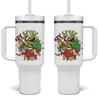 Funny Christmas Dinosaur Lover Gift Tumbler With Handle Trending Six Seven Bruh - Wonder Print Shop