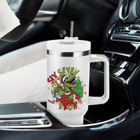 Funny Christmas Dinosaur Lover Gift Tumbler With Handle Trending Six Seven Bruh - Wonder Print Shop