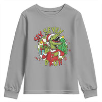 Funny Christmas Dinosaur Lover Gift Youth Sweatshirt Trending Six Seven Bruh - Wonder Print Shop