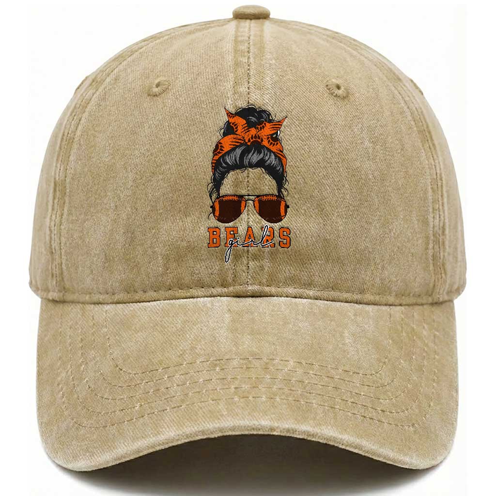 Girl Messy Bun Fan Washed Cotton Baseball Cap CFB Lovers Gift