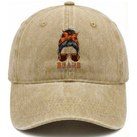 Girl Messy Bun Fan Washed Cotton Baseball Cap CFB Lovers Gift