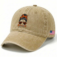 Girl Messy Bun Fan Washed Cotton Baseball Cap CFB Lovers Gift