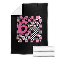 Pink Checkered I Was 6 Now I Am 7 Throw Blanket Girl Birthday Gift - Wonder Print Shop