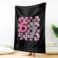 Pink Checkered I Was 6 Now I Am 7 Throw Blanket Girl Birthday Gift - Wonder Print Shop