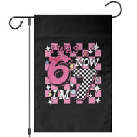 Pink Checkered I Was 6 Now I Am 7 Garden Flag Girl Birthday Gift - Wonder Print Shop
