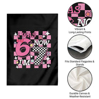 Pink Checkered I Was 6 Now I Am 7 Garden Flag Girl Birthday Gift - Wonder Print Shop