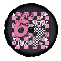 Pink Checkered I Was 6 Now I Am 7 Spare Tire Cover Girl Birthday Gift - Wonder Print Shop