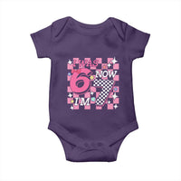 Pink Checkered I Was 6 Now I Am 7 Baby Onesie Girl Birthday Gift - Wonder Print Shop